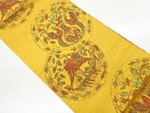 本場筑前博多丸文に向かい鳥・葉・船模様織出し名古屋帯